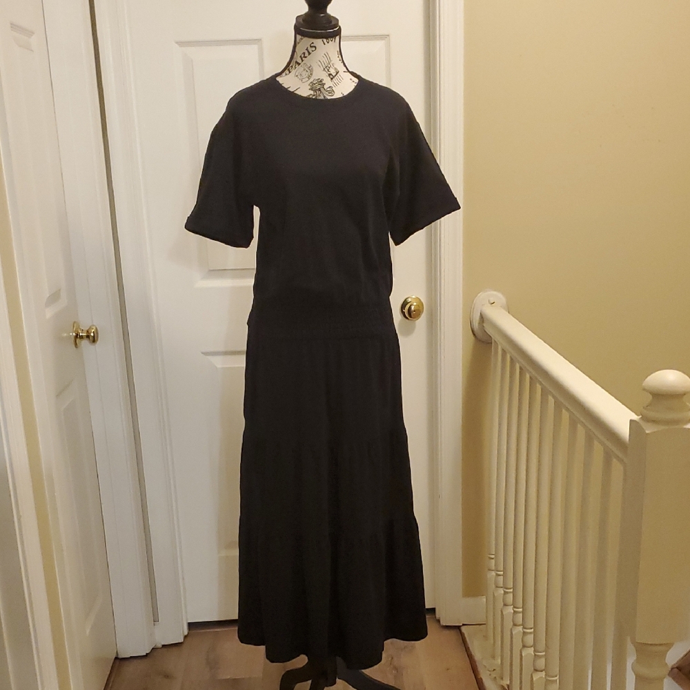 Peace Love World CottonJersey T-shirt Dress- black Sz Small